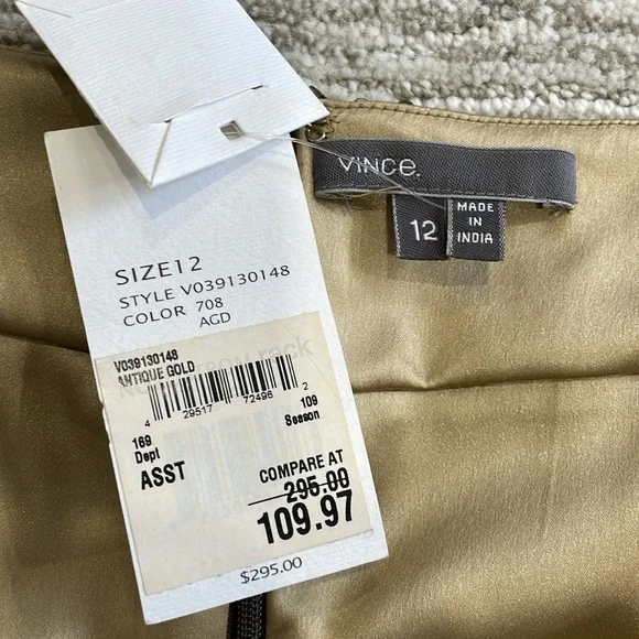 NWT Vince Sequin Mini Skirt Size 12 Antique Gold & Silver Sparkle A-Line Glamour - Picture 3 of 10
